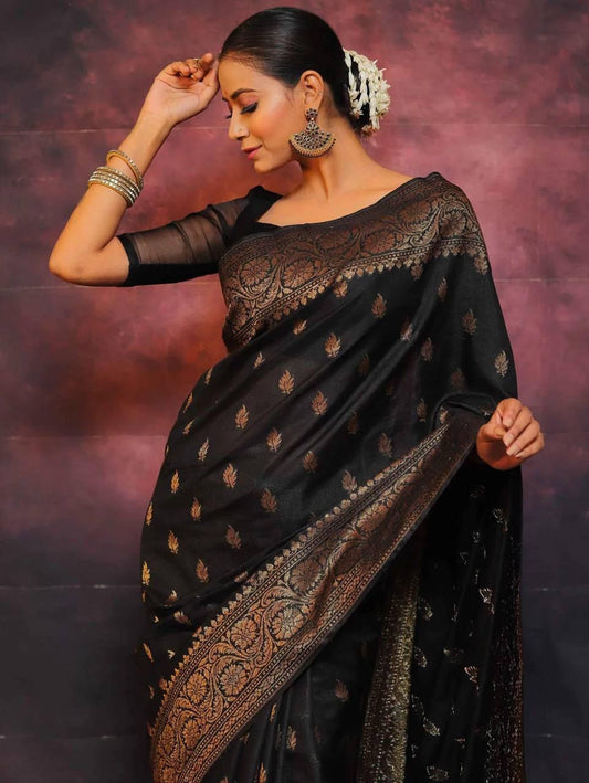 Black Zari Work Saree