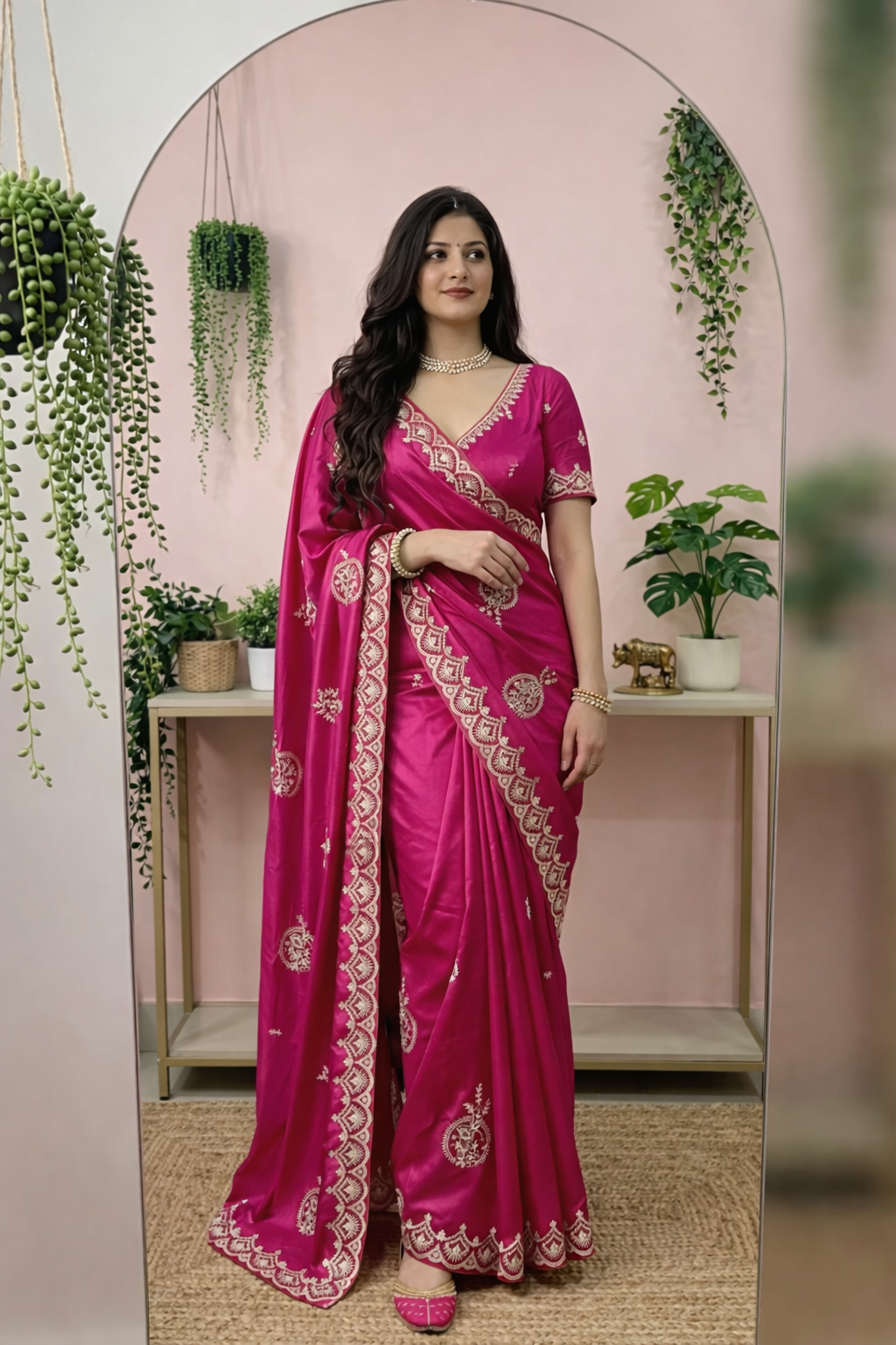 Premium HO Silk Saree with Fancy Gota Foil & Designer Embroidery Border