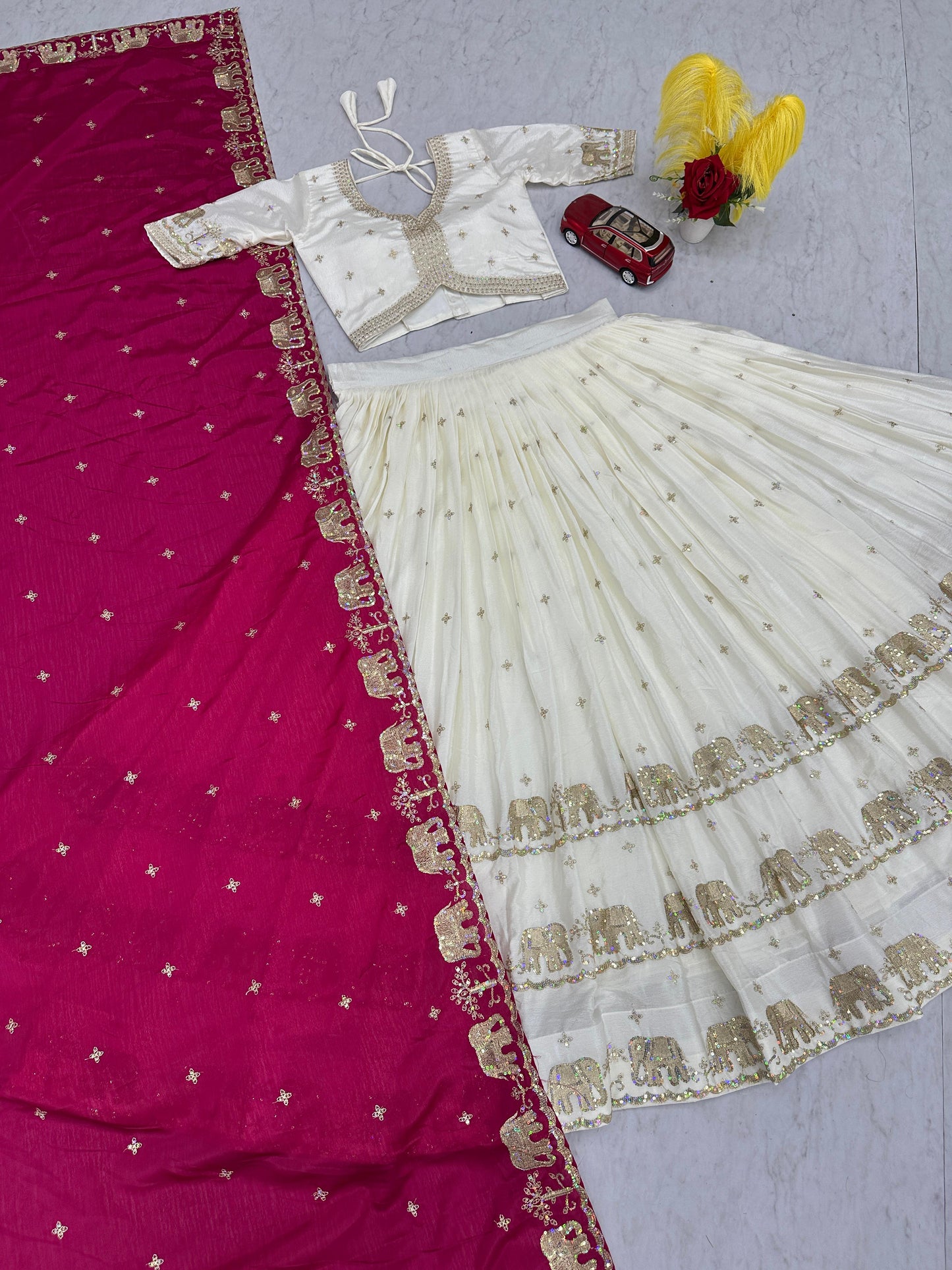 Pure Chinon Embroidered Festival Lehenga Choli Set