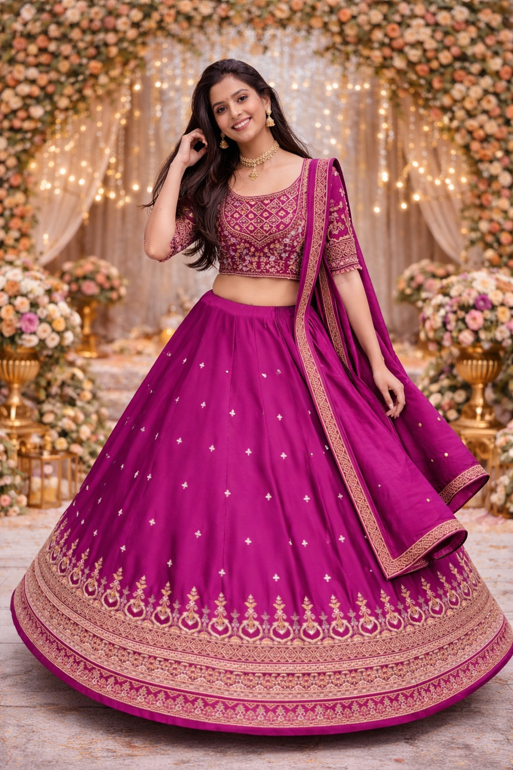 New Festival Chinon Lehenga Choli with Heavy Embroidery & Sequence Work | Wedding & Party Wear Designer Lehenga
