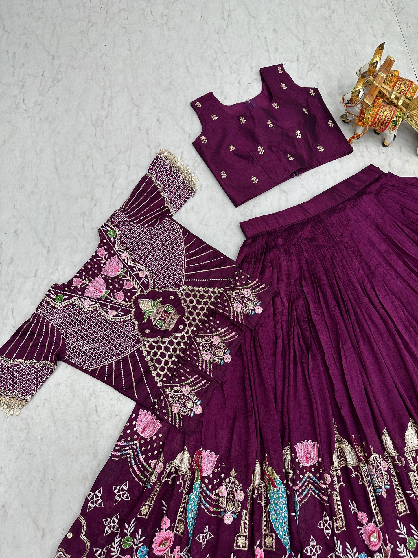 Festival Special Lehenga Choli with Designer Koti & Heavy Embroidery Work