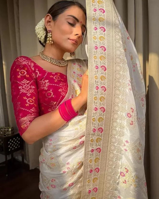 Off White Woven Saree