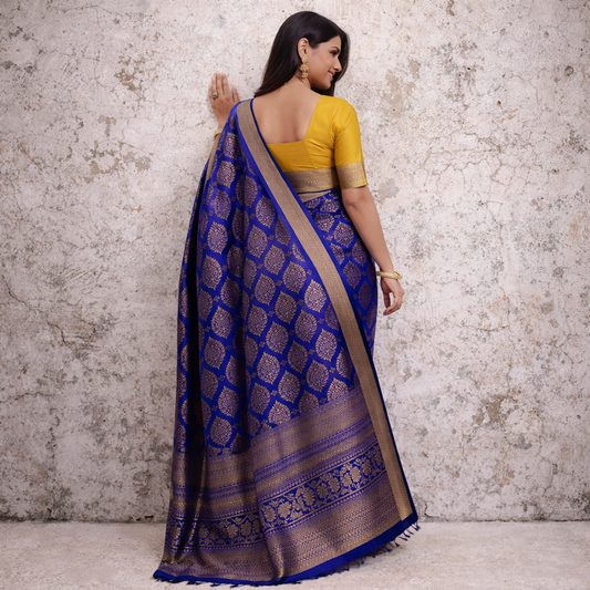 Royal Blue Jacquard Silk Saree
