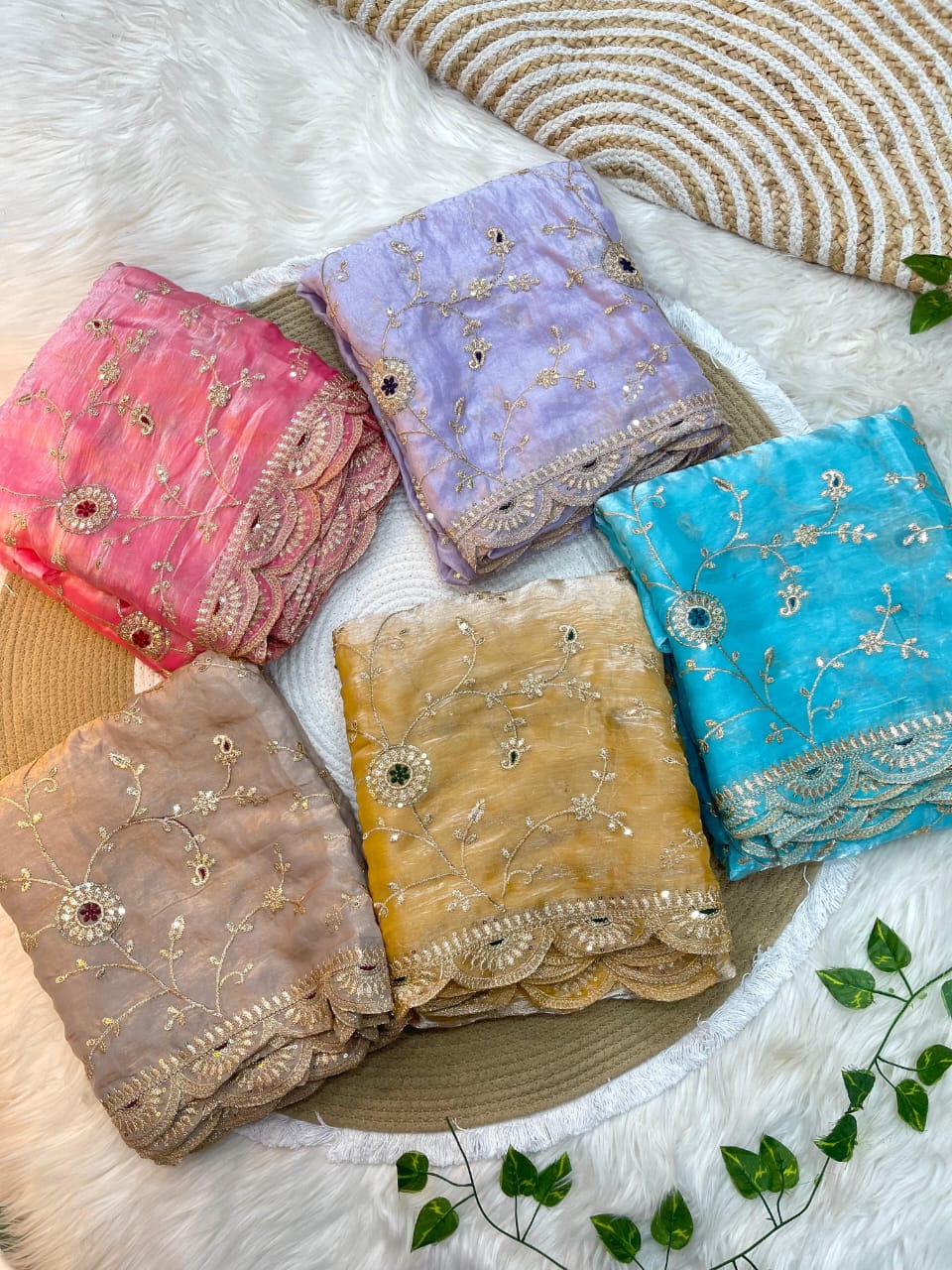 Ananya Soft Satin Silk Embroidery Saree with Heavy Border & Stitched Blouse