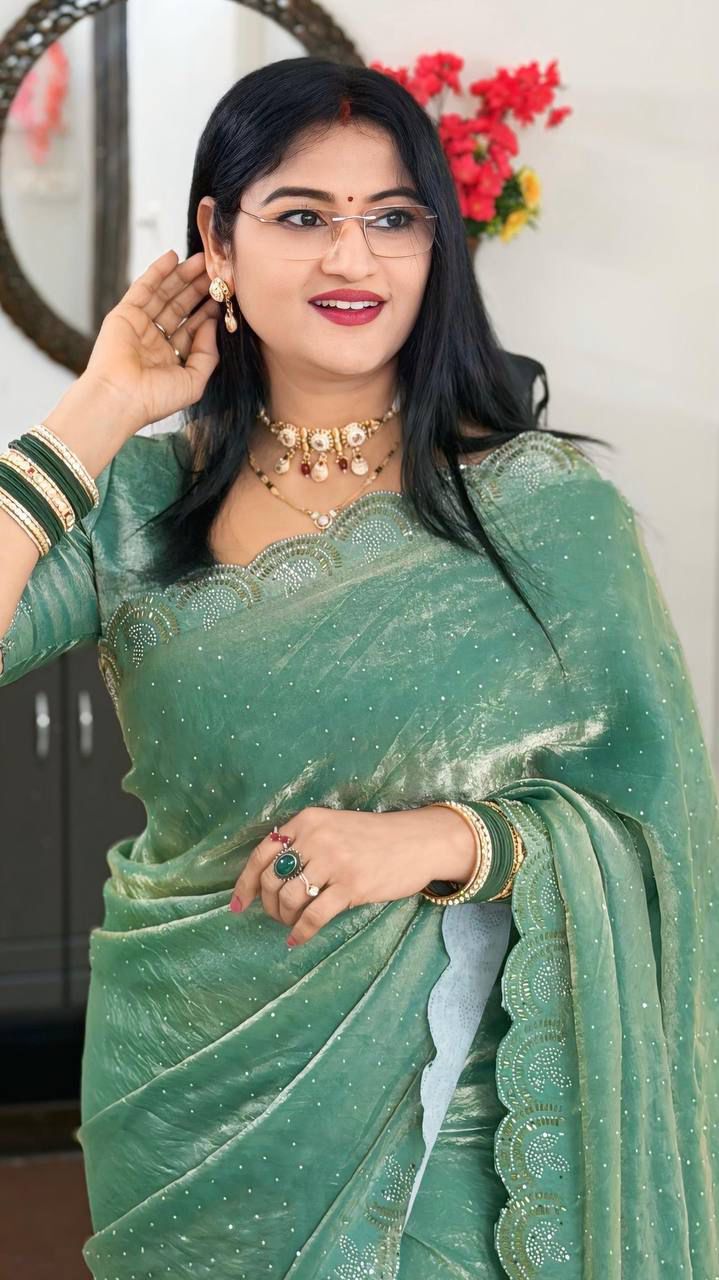 Premium Space Silk Jarkhan Work Saree | Festival & Party Wear Collection