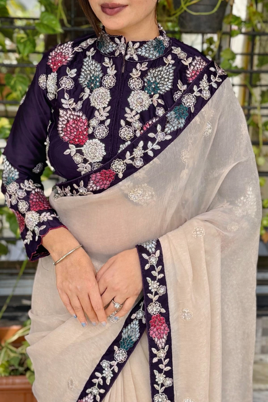Nivea Designer Embroidery Saree
