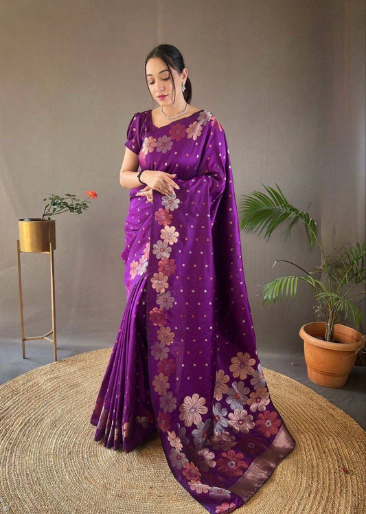 Purple Floral Saree