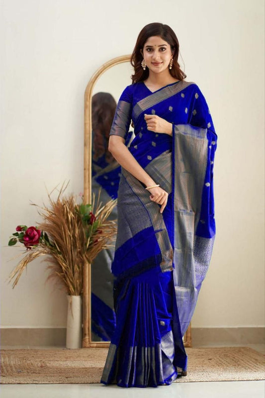 Royal Blue Cotton Silk Saree
