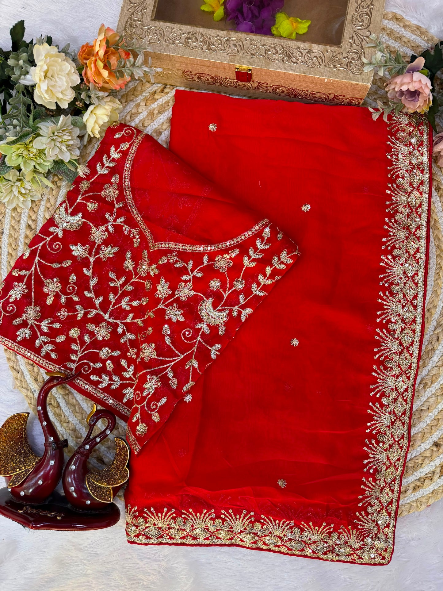 Premium Rangoli Silk Sequence Embroidery Saree