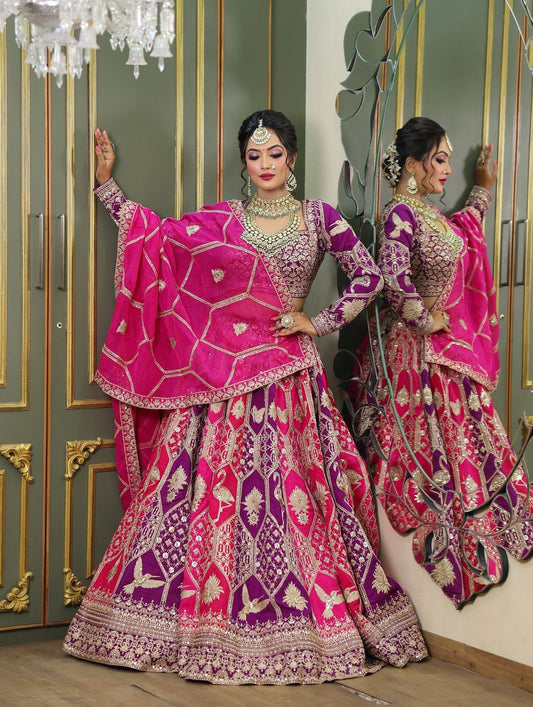 Premium Heavy Faux Georgette Embroidered Lehenga Choli with 4.80 Meter Flair