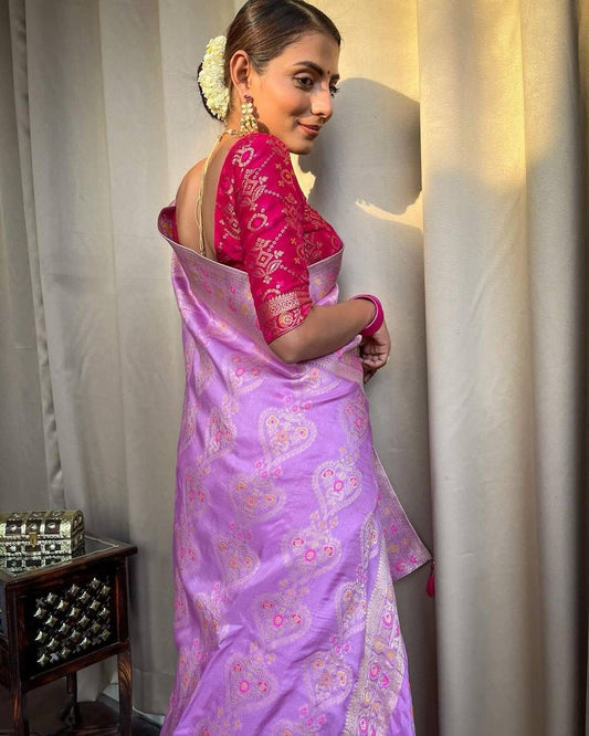 Pink Lavender Woven Saree