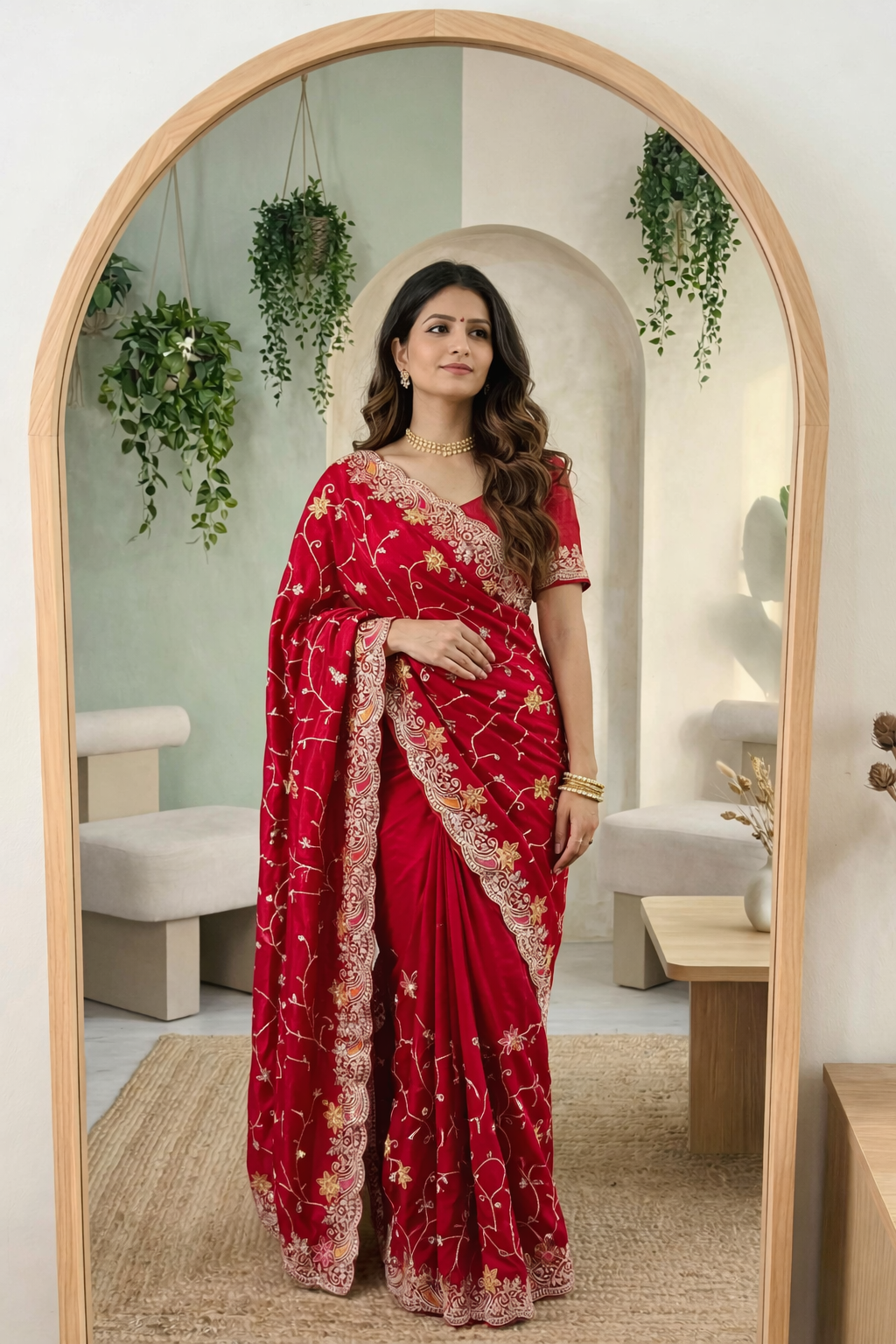 Premium HO Silk Saree with Fancy Gota Foil & Multi Designer Embroidery Work