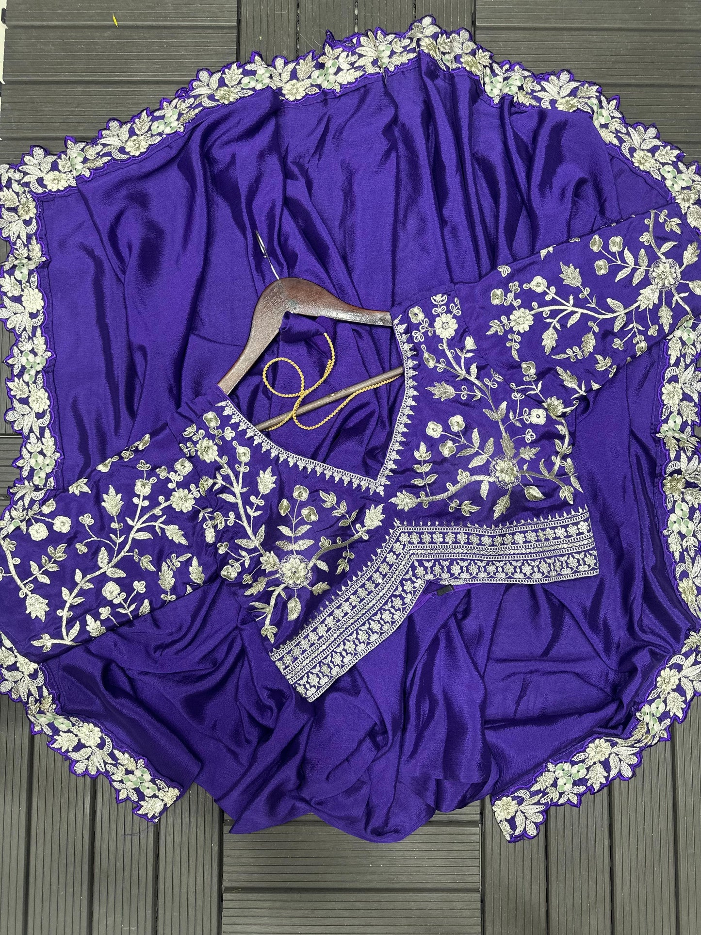 Designer Rangoli Embroidery Lehenga Choli with Chinon Dupatta
