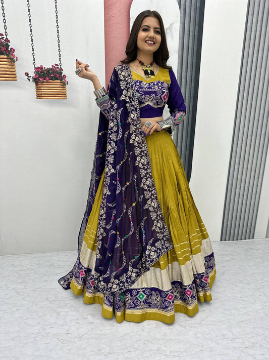 Navratri Special Pure Cotton Lehenga Choli Set | 6 Meter Flair | Heavy Embroidery Work | Fox Georgette Dupatta
