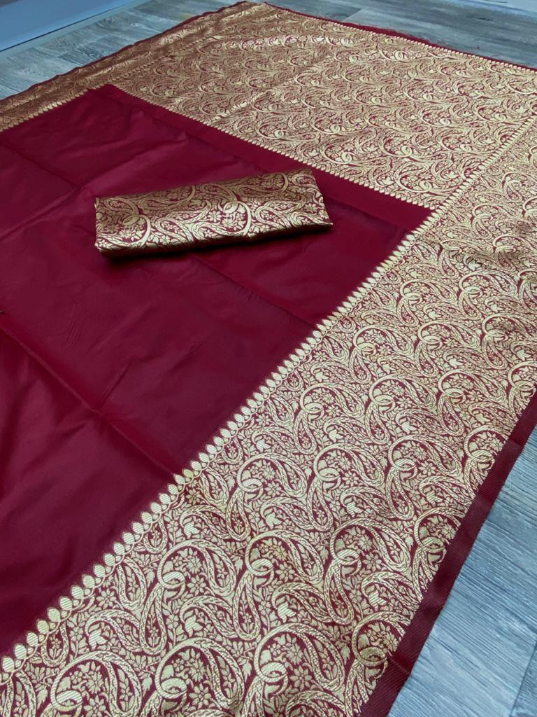 Wine Maroon Elegant Silk Saree