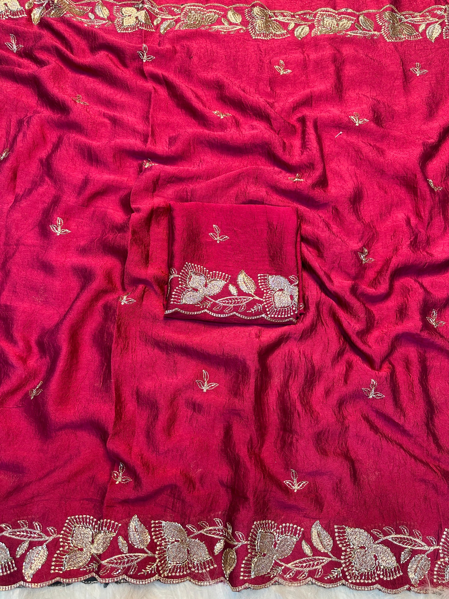 Soft Rangoli Crush Silk Saree with Heavy Sequence & Bits Embroidery | Party Wear Designer Saree