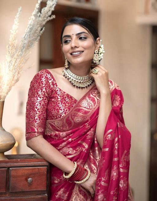 Pink Festive Woven Saree