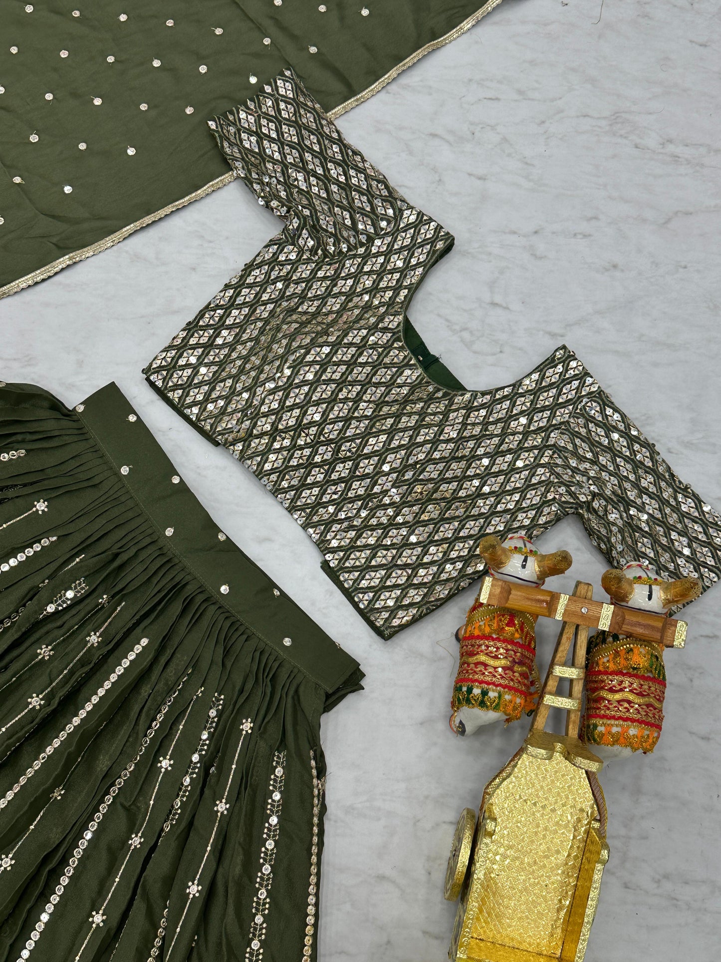 Wedding Special Star Georgette Embroidery Sequence Lehenga Choli Set | Fully Stitched