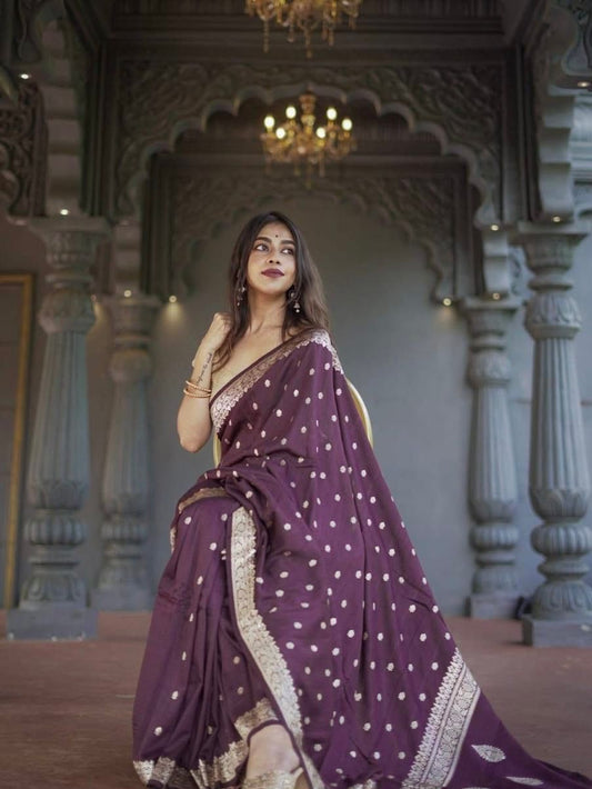 Wine Zari Saree