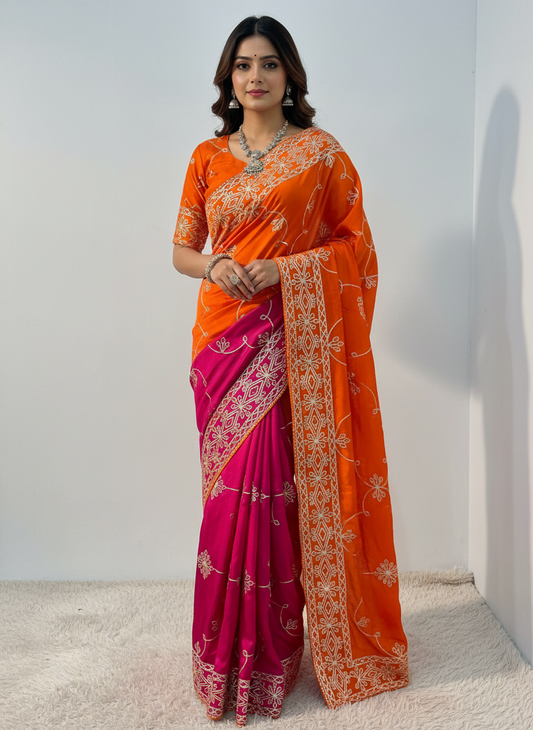 New Latest Arrivals – Premium Chinon Pedding Saree Collection