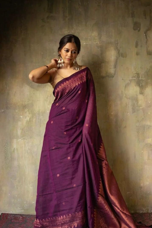 Purple Zari Work Saree