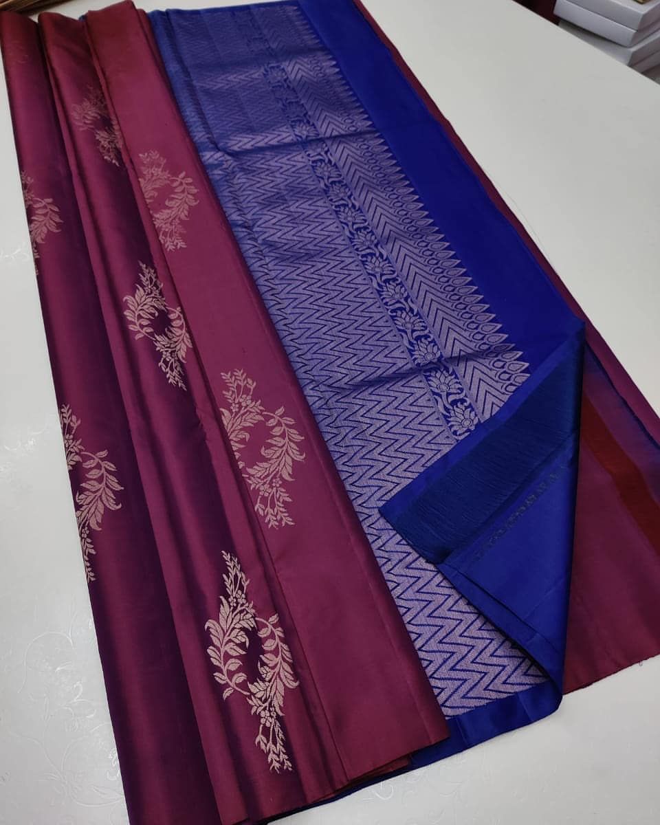 Wine Blue Jacquard Saree