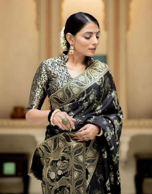 Black Gold Woven Saree