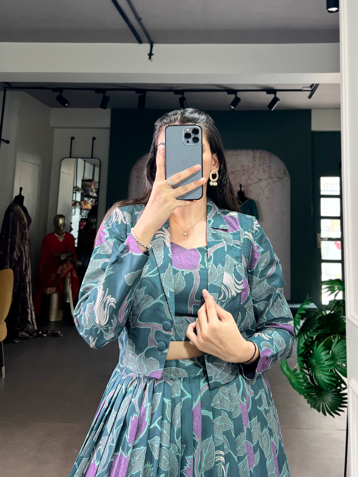 Tasar Silk Printed Lehenga Choli With Stylish Koti Jacket Set