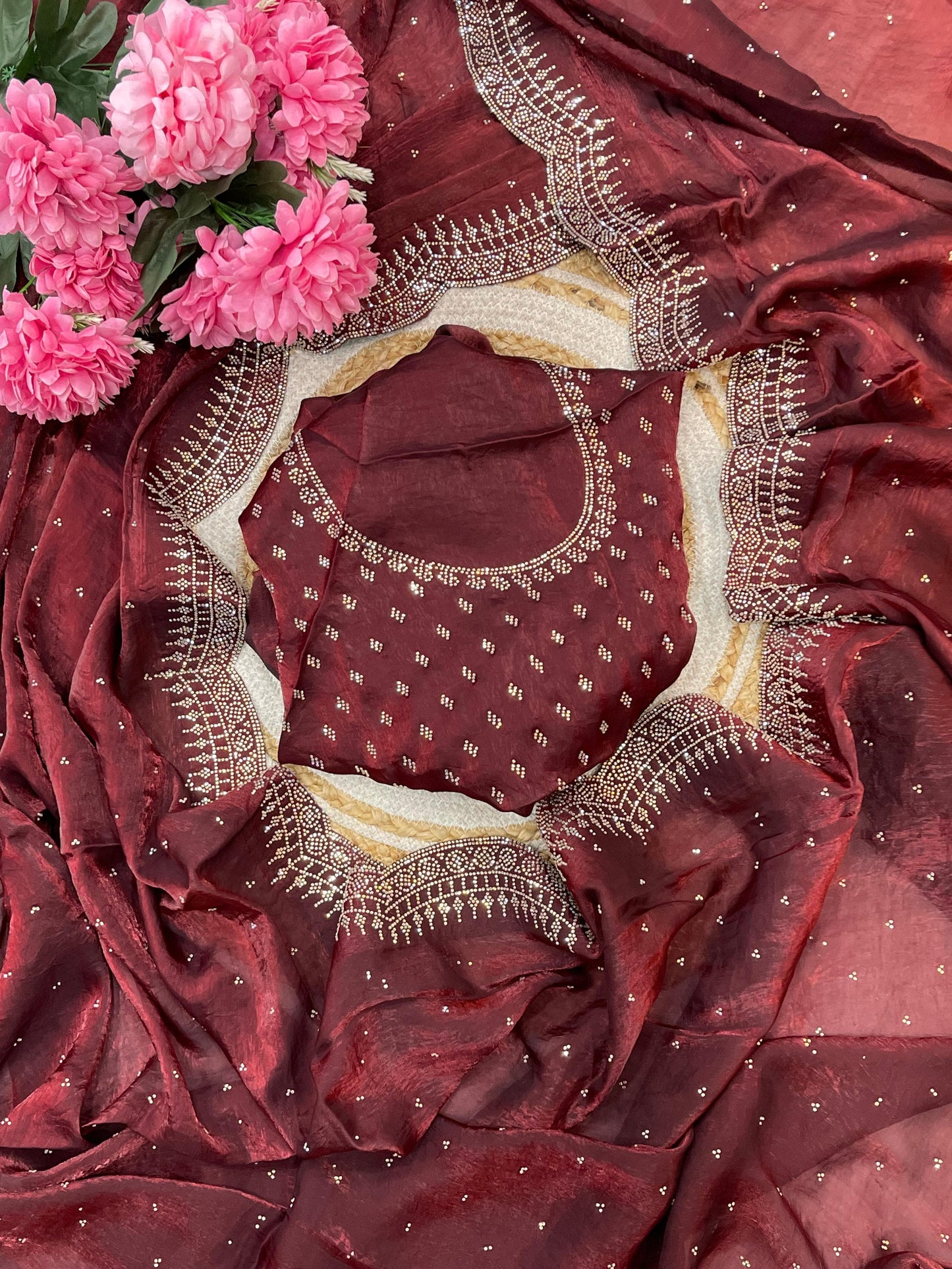 Radha Satin Silk Saree – Maroon