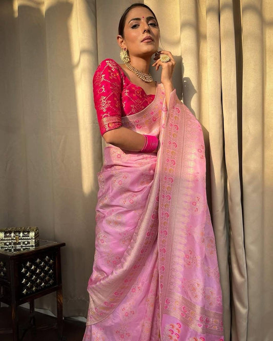 Pink Woven Saree