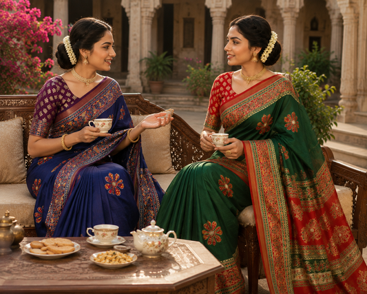 Premium Mul Cotton Printed Saree with Mirror Work & Designer Border