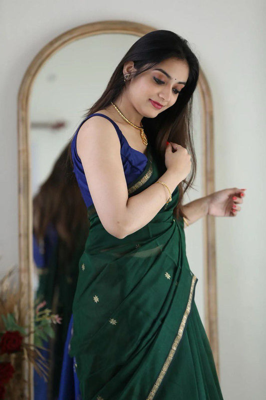 Bottle Green Festive Saree