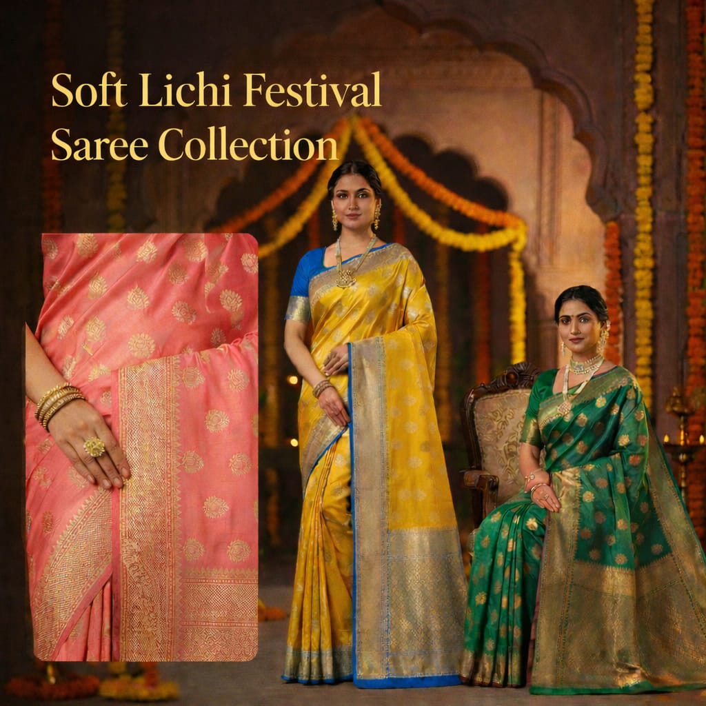 Soft Lichi Festival Special Sarees