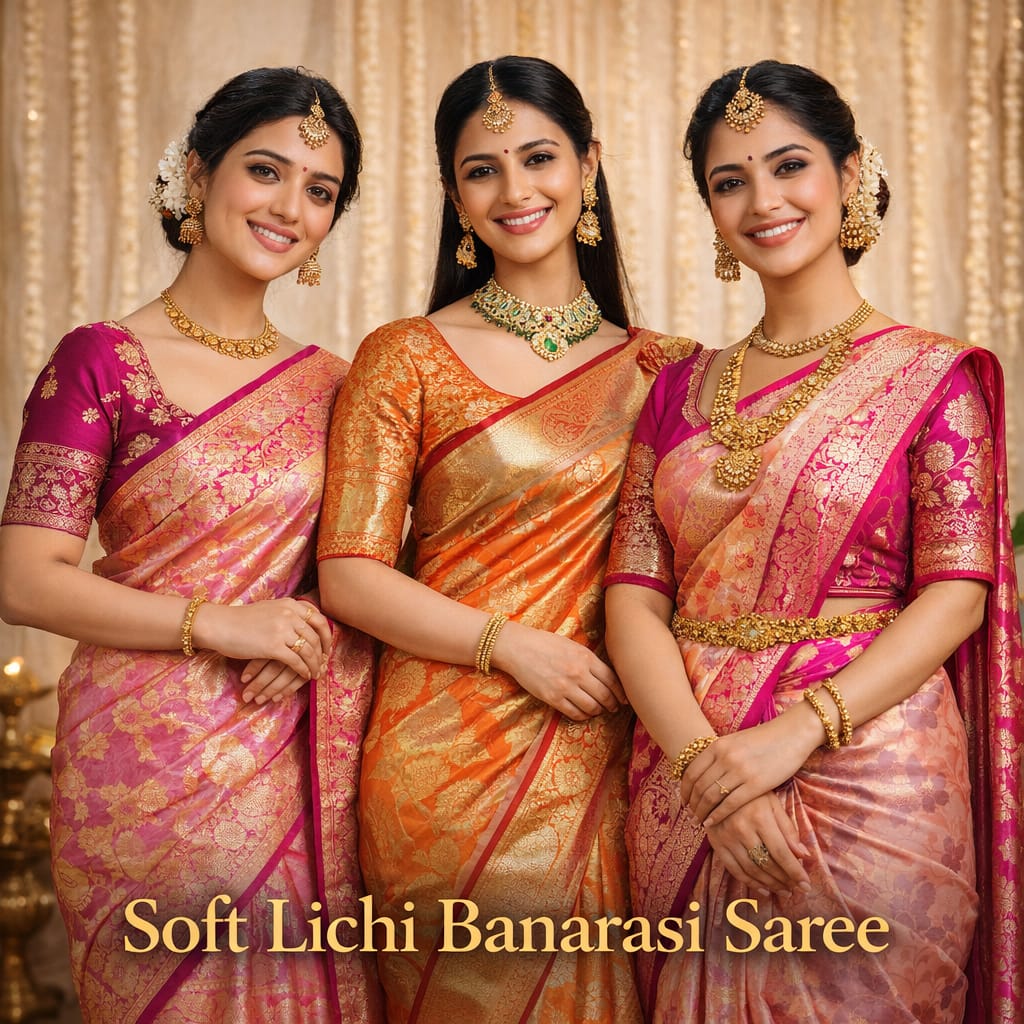 Soft Lichi Banarasi Saree