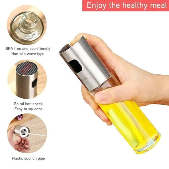 Glass Oil Spray Bottle Dispenser – Refillable Kitchen Oil Sprayer