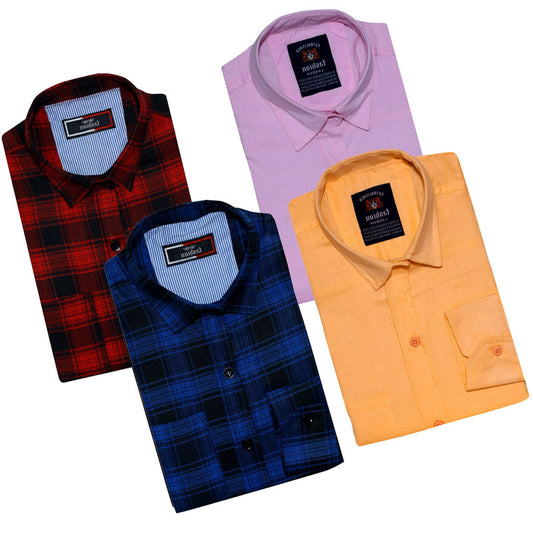 Combo of 4 Casual Shirts for Men (Multicolor,)