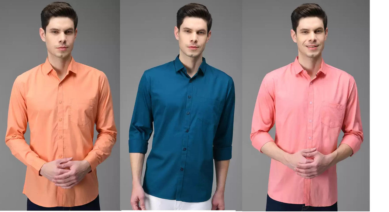 Combo of 3 Casual Men's Shirts (Multicolor, S)