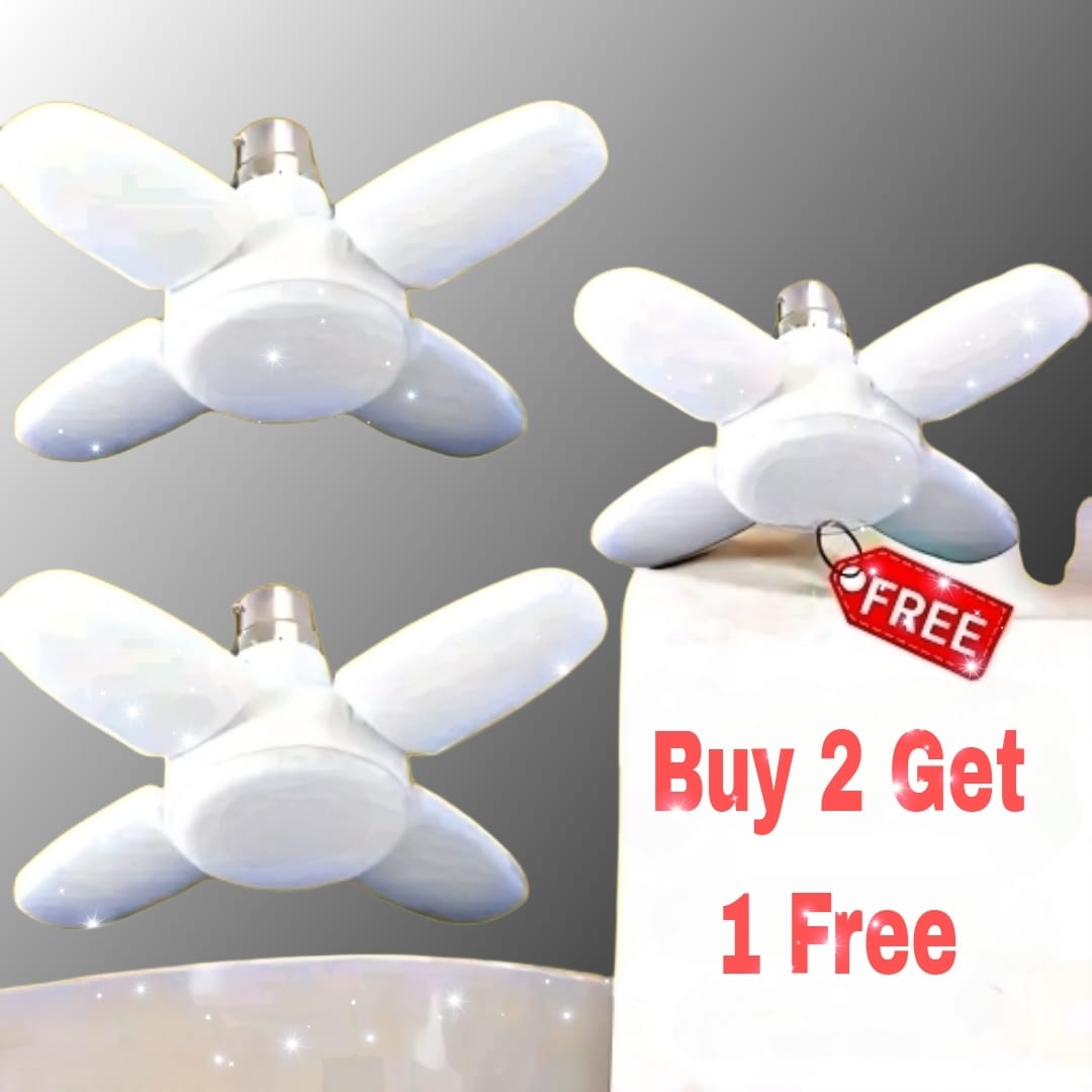 Charkee 25W Cool Day Mini fan Blade 4 Leaf Foldable LED Bulb with Angle Adjustable Ceiling Lights Home Pack of 3
