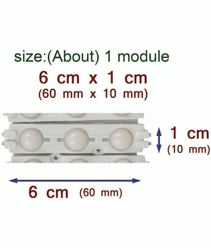 Charkee Yellow 3LED Strip 12V Waterproof 5730 LED SMD Pack of 20