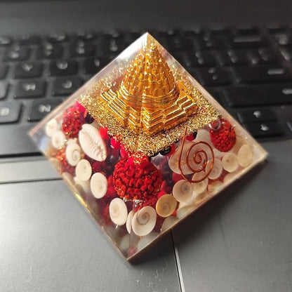 65–70 MM Laxmi Pyramid – Small Size Crystal Pyramid for Wealth, Prosperity, Good Health, Peace & Abundance