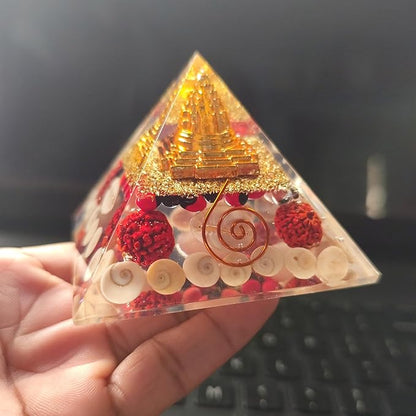 65–70 MM Laxmi Pyramid – Small Size Crystal Pyramid for Wealth, Prosperity, Good Health, Peace & Abundance