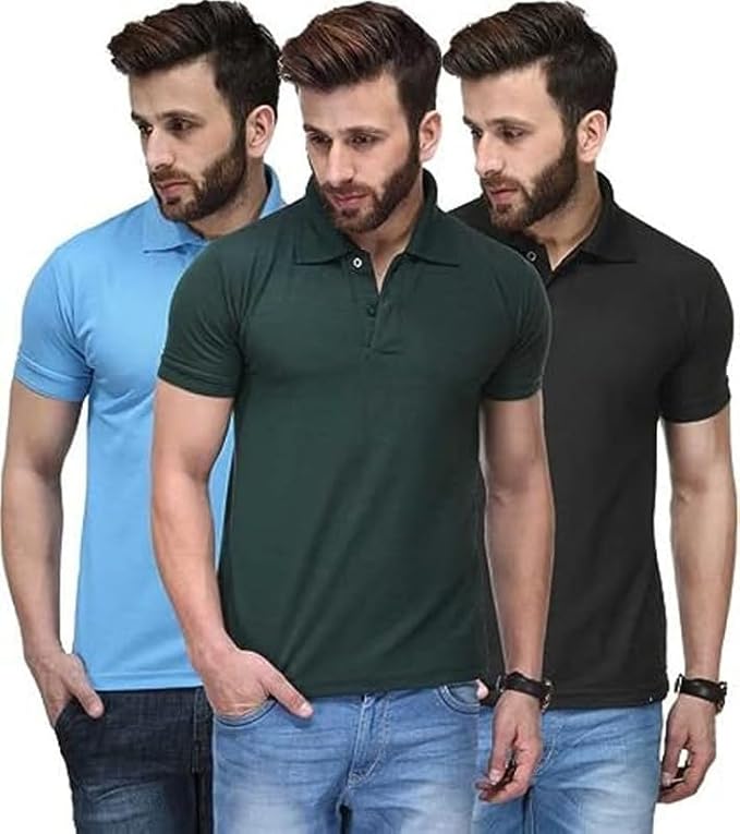Pack of 3 Polo Neck Tshirt for Mens