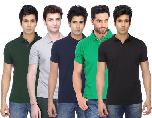 Ketex Cotton Blend Half Sleeves Polo Tshirt (Pack of 5)