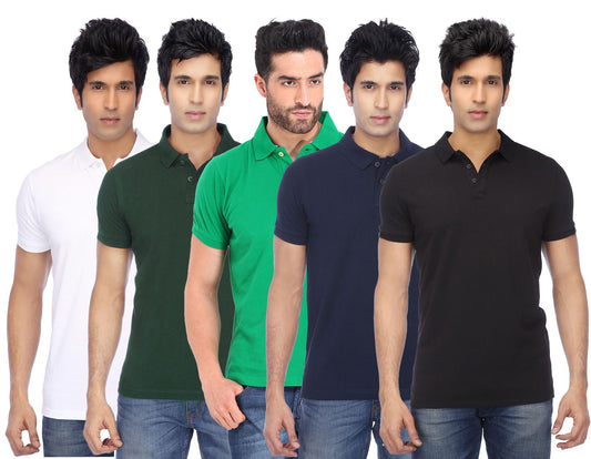 Ketex Cotton Blend Half Sleeves Polo Tshirt (Pack of 5)