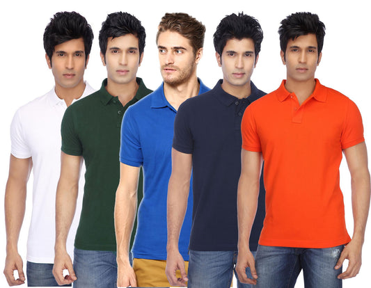 Ketex Cotton Blend Half Sleeves Polo Tshirt (Pack of 5)
