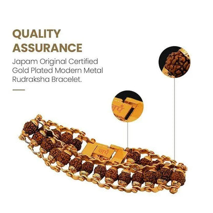 Genuine 5 Mukhi Rudraksha Bracelet with Gold Plating – Pack of 2 (Spiritual Healing & Stylish Design)