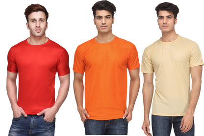 Ketex Round Neck Men's Polyester Blend Dri Fit T-Shirts (Pack of 3)
