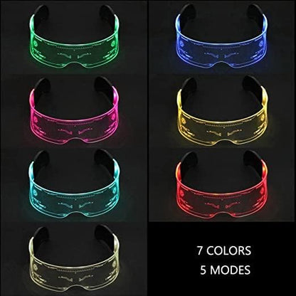 Led Glasses 7 Colors & 5 Modes, Rectangular, Retro, Multicolour (7 colors), Luminous Glasses for Halloween Cosplay Party Bar