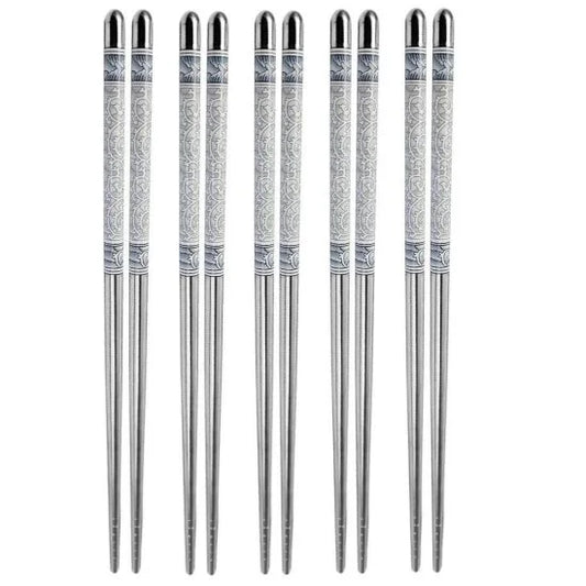 Stainless Steel Chopsticks (5 Pairs) – Reusable Kitchen Utensils