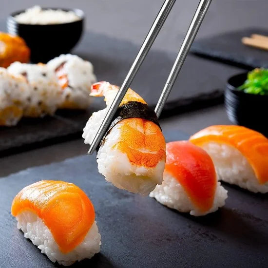 Stainless Steel Chopsticks (5 Pairs) – Reusable Kitchen Utensils